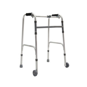 Andadera de Aluminio de Lujo Plegable con Ruedas de 3 pulgadas - Plata